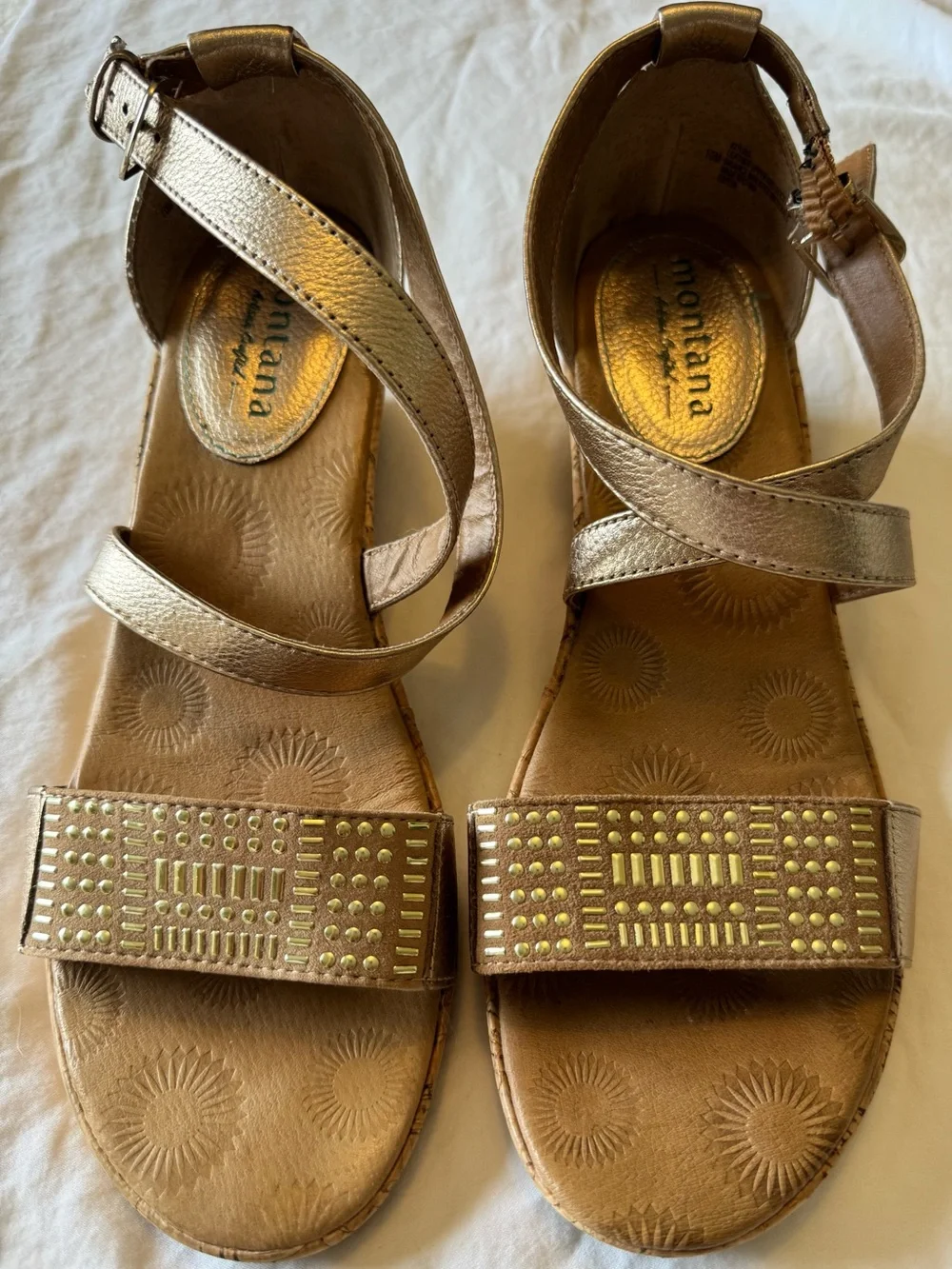 Montana Metallic Gold Strappy Studded Sandals for Women